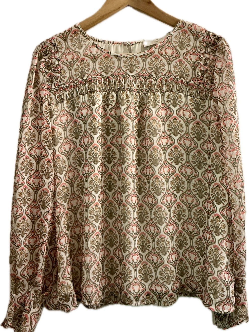 LOFT Large Petite Floral Boho Blouse- LP